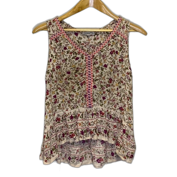 Patrons of Peace Floral Tank Top - Pink and Cream - Picture 1 of 7